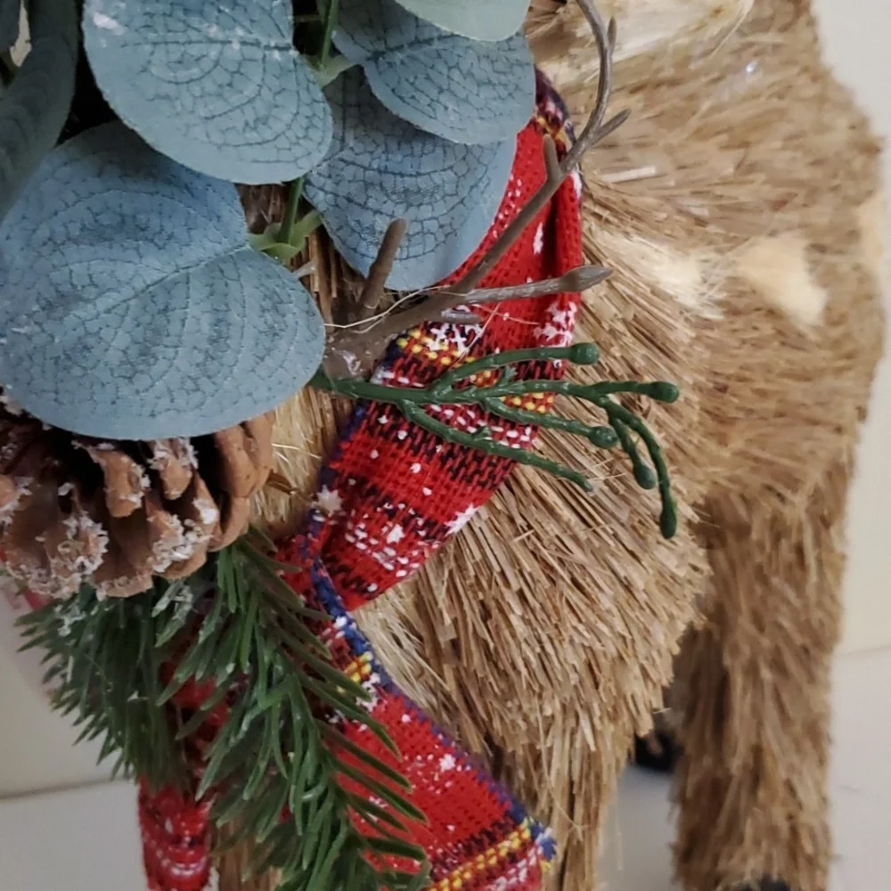 Fall Straw Animal Going Into Christmas Vintage Winter Wonderland Deer - Picture 4 of 7
